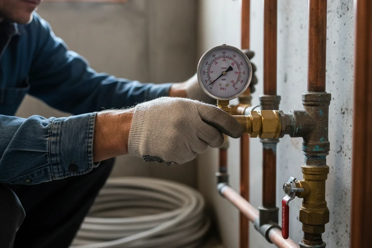 Pressure testing a repaired line during Water Line Repair in Coral Springs